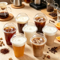 Gobelets en plastique PET jetables personnalisables pour boissons froides et café à emporter, 16 oz et 24 oz, avec couvercles dôme