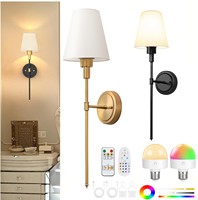 Applique murale LED en fer dimmable avec ampoule RGB, télécommande, amovible et sans câblage pour salon, chambre ou grenier
