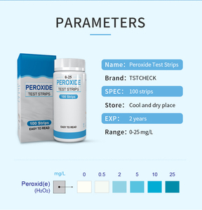 Bandelettes de test au peroxyde 0-25 ppm <span class=keywords><strong>pour</strong></span> dispositifs médicaux, emballage alimentaire, <span class=keywords><strong>eau</strong></span> potable, désinfectant <span class=keywords><strong>pour</strong></span> piscine - Product Image 3
