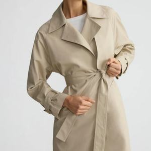 Gabardina Larga Clásica Holgada de Algodón 100% Impermeable Personalizada para Mujer - Product Image 2