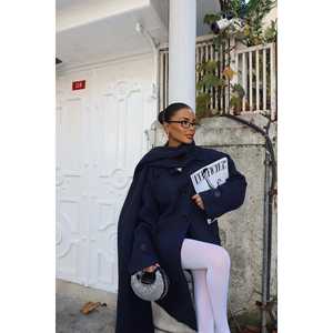 Gabardina Azul Marino con Cuello Solapa para Mujer, Impermeable, con Forro de Cachemira y Algodón Estampado, para Primavera, Otoño e Invierno - Product Image 3