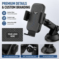 Support de téléphone universel carré pour voiture, fixation par ventouse sur tableau de bord, rotation stable à 360 degrés, grand clip, navigation GPS pour l'intérieur de la voiture