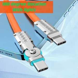 สายชาร์จเร็ว PD 3A 60W หมุนได้ 180 องศา หัว USB-C สาย TPE สำหรับโทรศัพท์มือถือและคอมพิวเตอร์ ตัวนำทองแดงแท้แบบถัก รองรับ IOS - Product Image 5