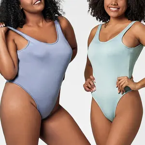 Custom Logo Seamless Activewear Thong Bodysuits Plus Size Shapewear Tops Slim Full Body Sexy Backless Thong Bodysuit For Women