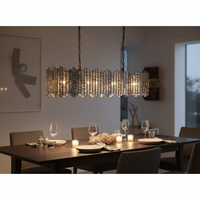 Laila Lustre Rectangulaire Moderne Simple Personnalité Créative Nordique LED Longue Table à Manger bar Lustre en Verre Fumé de Luxe
