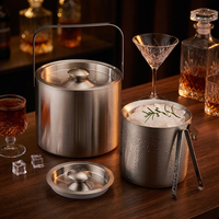 Seau à glace isotherme à double paroi en acier inoxydable 2L/3L avec couvercle et poignée, durable, personnalisable avec logo, pour fêtes, pique-niques et usage domestique