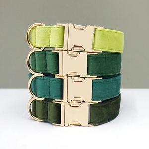 <span class=keywords><strong>Collar</strong></span> y correa de perro personalizado suave de lujo de terciopelo de varios colores con placa de Nombre de mascota grabada regalo de cachorro de boda-Petsign - Product Image 6