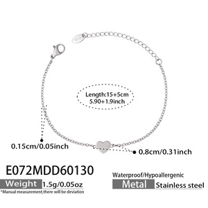 Minimalist Heart Pendant Chain <b>Bracelet</b> High Polished Anti Tarnish Stainless Steel <b>Bracelet</b> For Women - Product Image 5
