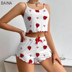 New Home Wear Printed Halter Shorts Casual <span class=keywords><strong>Pit</strong></span> se puede usar fuera de los pijamas de las mujeres - Product Image 6