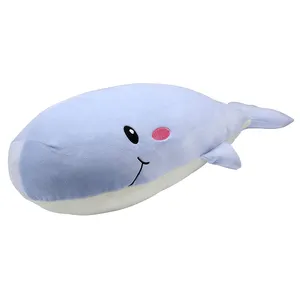 4109 gigante de peluche de animales marinos ballena juguetes de peluche con cara bordada Color azul cara sonriente ballena de peluche juguetes de peluche