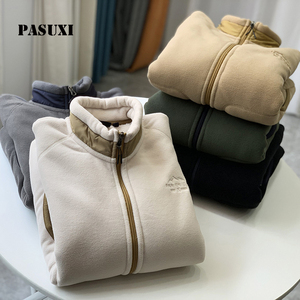 PASUXI Giacca in Pile Polare Personalizzabile per Uomo, Casual, Resistente, Calda, <span class=keywords><strong>Oversize</strong></span>, con Collo Alto, Antivento e Traspirante - Product Image 1