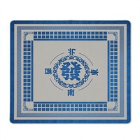 Tapis de Mahjong Américain en Néoprène Caoutchouc Bleu et Blanc, 160 Tuiles, Caractères Fa, NESW, 8 Jokers, Art Chinoiserie, Antidérapant, Sac de Rangement