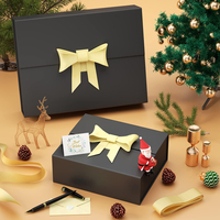 Boîtes cadeaux en papier de luxe personnalisées, grandes, noires, pour mariage, anniversaire, Noël, avec fermeture magnétique et ruban pour cadeaux
