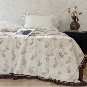 Duoxianman Cotton Linen Summer Quilt 200x230cm Reactive Dyeing Cooling Bedspread Modern Minimalist Style - Product Image 1