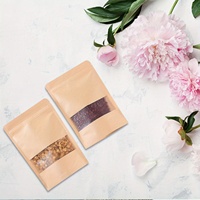 Sacs d'emballage en papier kraft brun en gros, refermables, thermoscellables, pour aliments, avec fenêtre transparente