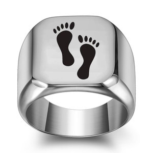 Bague empreinte de pied mère et enfant, 18mm, acier inoxydable 304, finition lisse, bijoux cadeau unisexe - Product Image 3