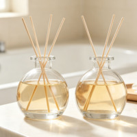 Ensemble de flacons diffuseurs en verre vides de 100 ml et 250 ml, diffuseur à roseaux de luxe avec couvercle sérigraphié