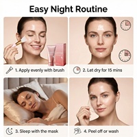 Masque facial peel-off de nuit au collagène, acide hyaluronique, hydratant, nourrissant, soin élasticité, blanchissant, 75 ml, tube rose