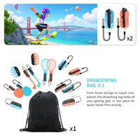 Kit d'accessoires sportifs 15-en-1 : Raquette de tennis, Raquette de tennis de table, Club de golf, Poignée de boxe, Sangle de poignet, Sac de rangement pour manette de jeu NS2