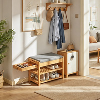 Banc de rangement double couche en bois personnalisable, banc de rangement pour chaussures, avec tiroirs, adapté aux foyers et aux bureaux intérieurs