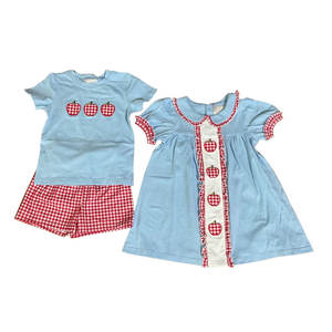 Conjuntos de Shorts Escolares Personalizados con Diseño de Manzana para Niños, Vestidos Infantiles al por Mayor, Conjuntos Combinados para Hermanos, Ropa Infantil, Nuevos Estilos - Product Image 4