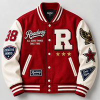 Blouson universitaire vintage multi-badges en chenille brodée, personnalisé, avec manches en fausse fourrure et cuir, style streetwear, manteau de baseball – Fabricant