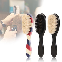 Brosse de nettoyage et de toilettage double usage pour barbe, manche en plastique, poils de porc et de cheval, outil portable anti-frisottis pour barbier