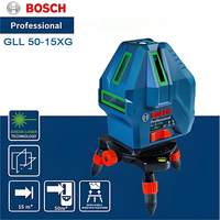 Niveau laser vert professionnel BOSCH GLL 50-15 XG, 5 lignes, 1 point de plomb, 15 m, auto-nivelant, IP54, mesure de ligne laser