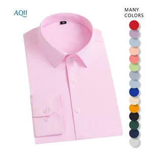 メンズピンクの長袖シャツ卸売り、さまざまな色からお選びください