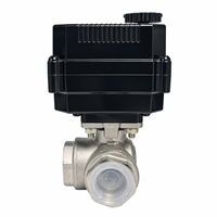 Vanne à boisseau sphérique électrique à trois voies en acier inoxydable DC12V 24V pour le mélange d'eau et le drainage directionnel