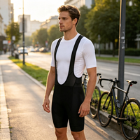 Cuissard de cyclisme tout noir à double flèche, respirant et à séchage rapide, avec logo personnalisable, grandes tailles