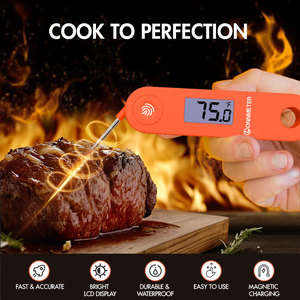 Termômetro Digital de Alimentos de Alta Precisão com Leitura Instantânea, Certificado CE, à Prova d'Água, Display LCD, Precisão de 0,5°C, Aço Inoxidável - Product Image 4