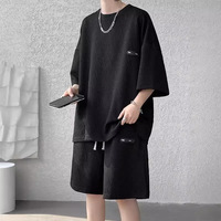 Ensemble deux pièces pour homme, t-shirt à manches courtes et short, style sport, jacquard épais, mode décontractée d'été, marque tendance, vente en gros