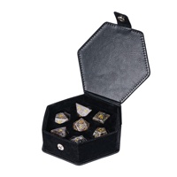 Ensemble de jeu de rôle RPG personnalisé avec logo, dés polyédriques en verre et pierre naturelle, 7 pièces sculptées, avec boîte en cuir PU noir