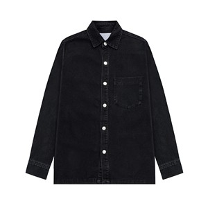 Chemise en jean décontractée surdimensionnée pour homme, style japonais Ami Selvedge, personnalisée, à manches longues, en denim, avec broderie motif cœur, populaire à <span class=keywords><strong>Paris</strong></span> - Product Image 1