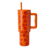 Vaso de 40 oz con asa, impresión 3D creativa, con pajita, libre de BPA, vaso de acero inoxidable de 40 oz, taza de acero inoxidable de 40 oz