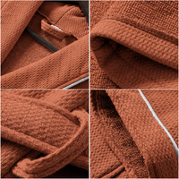 Peignoir unisexe avec poches, en tissu gaufré, couleur orange, chaud, pour la maison et les vacances, peignoir ceinturé pour femmes, pour toutes les saisons