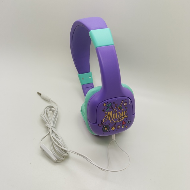 Cute Toddler Pink Blue Wired 'Pop It' Headset Indicator Unicorn Pattern Kids Headband Headphones for Girls