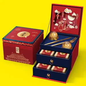 3 layers drawer 3d high end quality moon cake packaging box mooncake malaysia