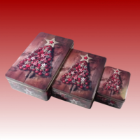 Boîte en fer blanc rectangulaire personnalisée, alimentaire, pour emballage de Noël, gâteaux, chocolats, cadeaux, bonbons, biscuits, multifonctionnelle