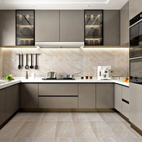 Ensemble d'armoires de cuisine noires personnalisables pour toute la maison, modèle d'armoire de cuisine en acier inoxydable 304