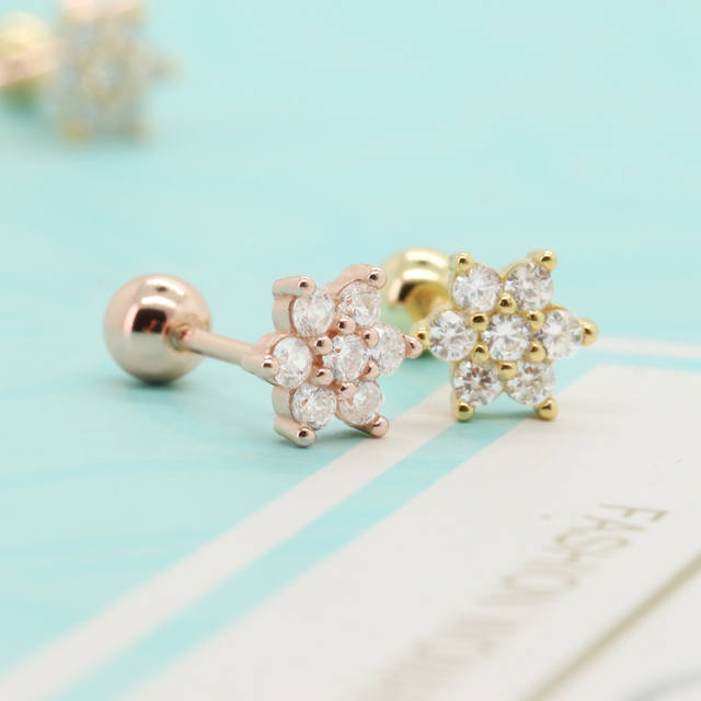 Helix Piercing Earring Zirconia Stud Tragus Conch Screw Back Earrings
