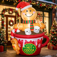 Décoration de Noël gonflable en forme de bonhomme en pain d'épices avec lumière LED, ornement lumineux pour cour extérieure