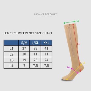 Chaussettes de compression unisexe pour hommes et femmes, soutien du genou, fermeture éclair, bout ouvert, fines, anti-fatigue, extensibles, hautes - Product Image 4