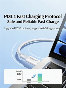 UGREEN L518 240W 5A PD3.1 SCP Nylon Braided <b>USB</b>-C to <b>USB</b>-C Fast <b>Charging</b> <b>Cable</b> - Product Image 5