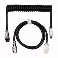 Câble en spirale en PET à manchon unique en forme de L GIET pour clavier mécanique, câble en spirale avec connecteur GX12 Aviator 1,5 m