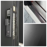 Puerta de Entrada de Seguridad Minimalista Moderna, Construcción de Aleación de Aluminio Antirrobo, Apertura Lateral Deslizante, Uso Comercial, Exterior y Escolar