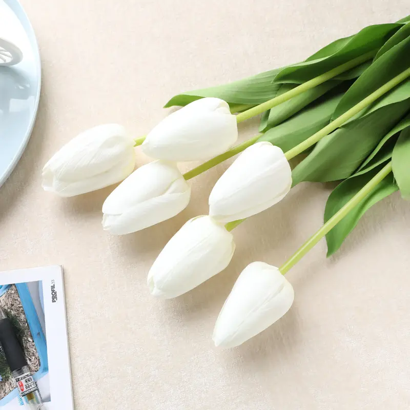מקורה חתונה קישוט אמיתי מגע טוליפ פרחים מלאכותי לטקס מלאכותי פרח צבעונים