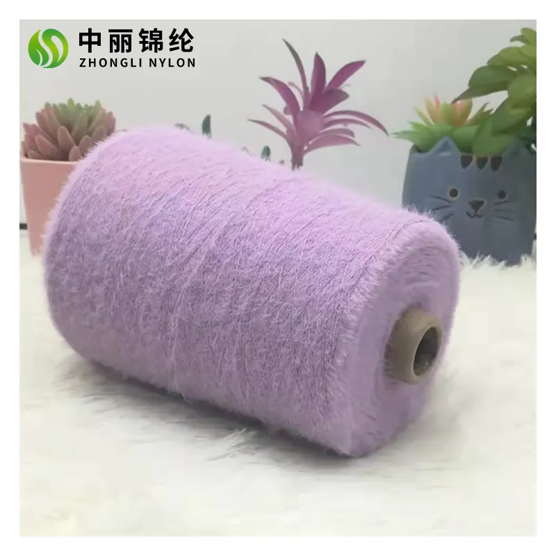 Bán Buôn 1.3Cm Lông 100% Nylon6 Lông Sợi Giả Chồn Sợi Ưa Thích Áo Len Sợi Cho Dệt Kim