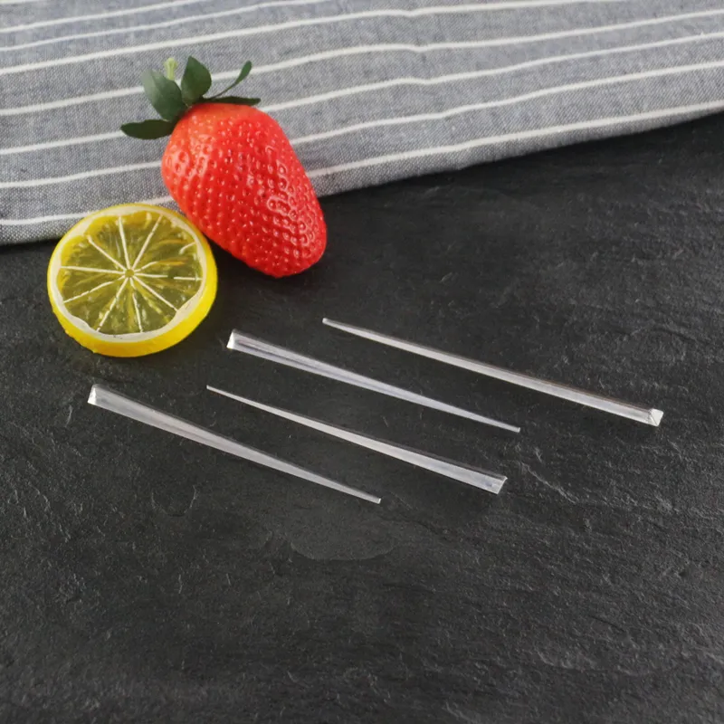 China Lieferant Kurz griff Dreieck Clear Steak Kunststoff Swizzle Sticks